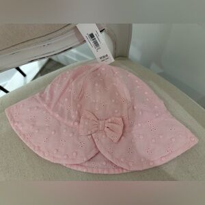 0~12 Mth Pink Cotton Eyelet Sun Hat for Baby NWT